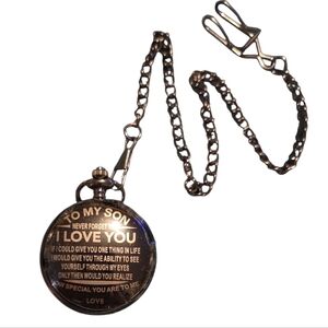 Engraved Pocket Watch with Chain